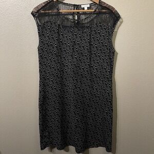 Charming Charlie Black Dress White Dots Lace Trim Whimsy Goth Women's Size S (M)